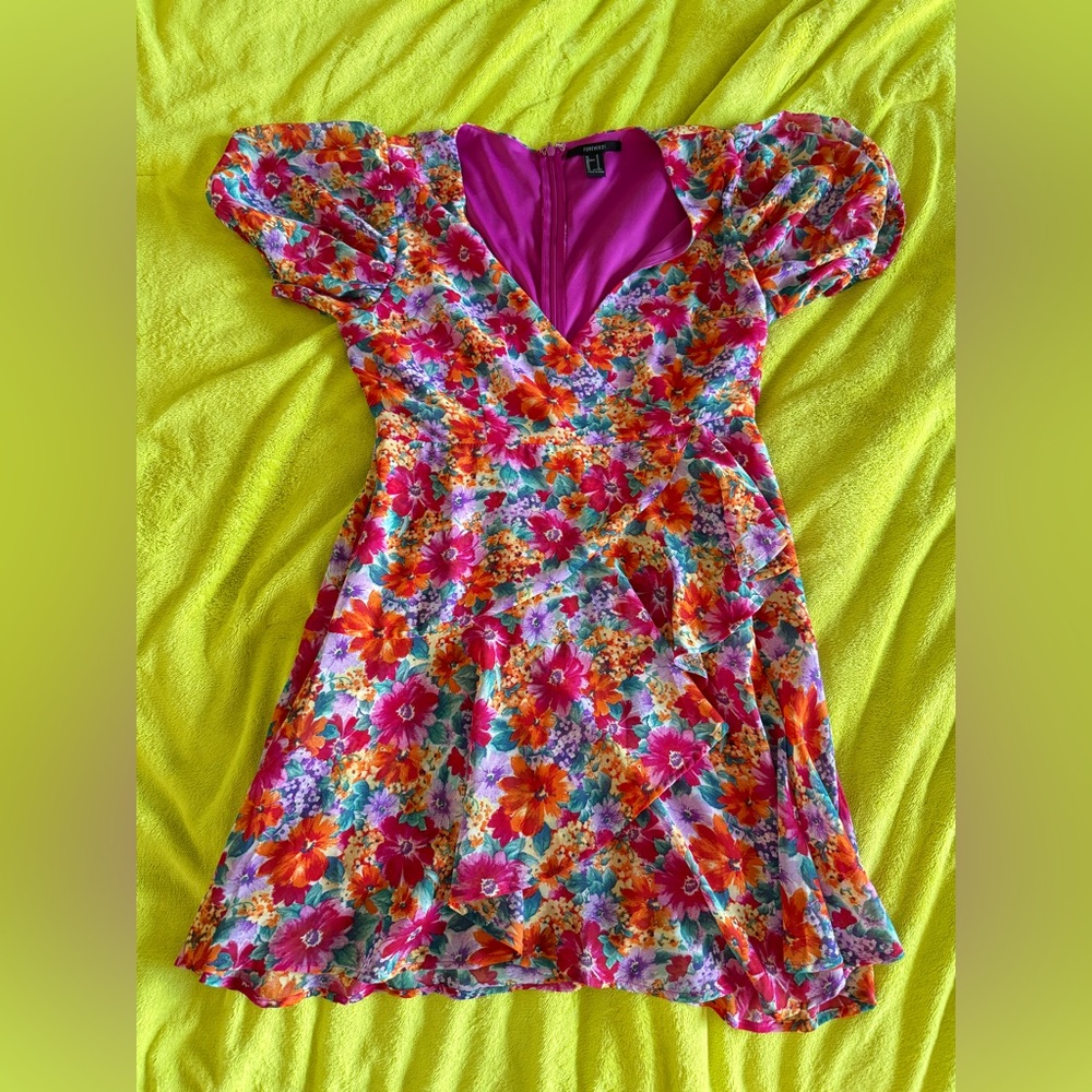 Forever 21 Pink Dress with Floral Accents